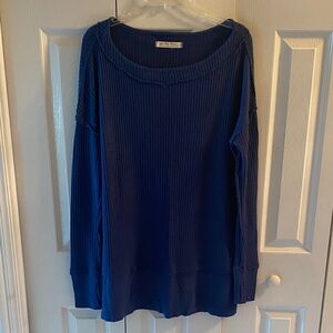 We The Free Navy Textured Knit Top